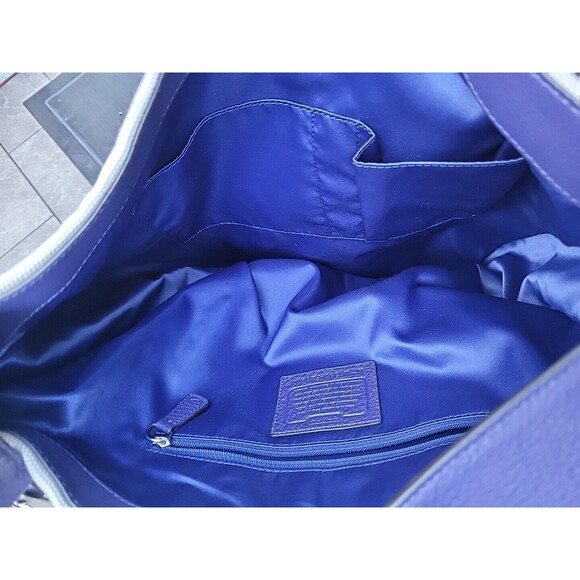 Authentic Coach Avery Natural Canvas & Indigo Leather Shoulder Bag, Hobo F28911 - Picture 11 of 14